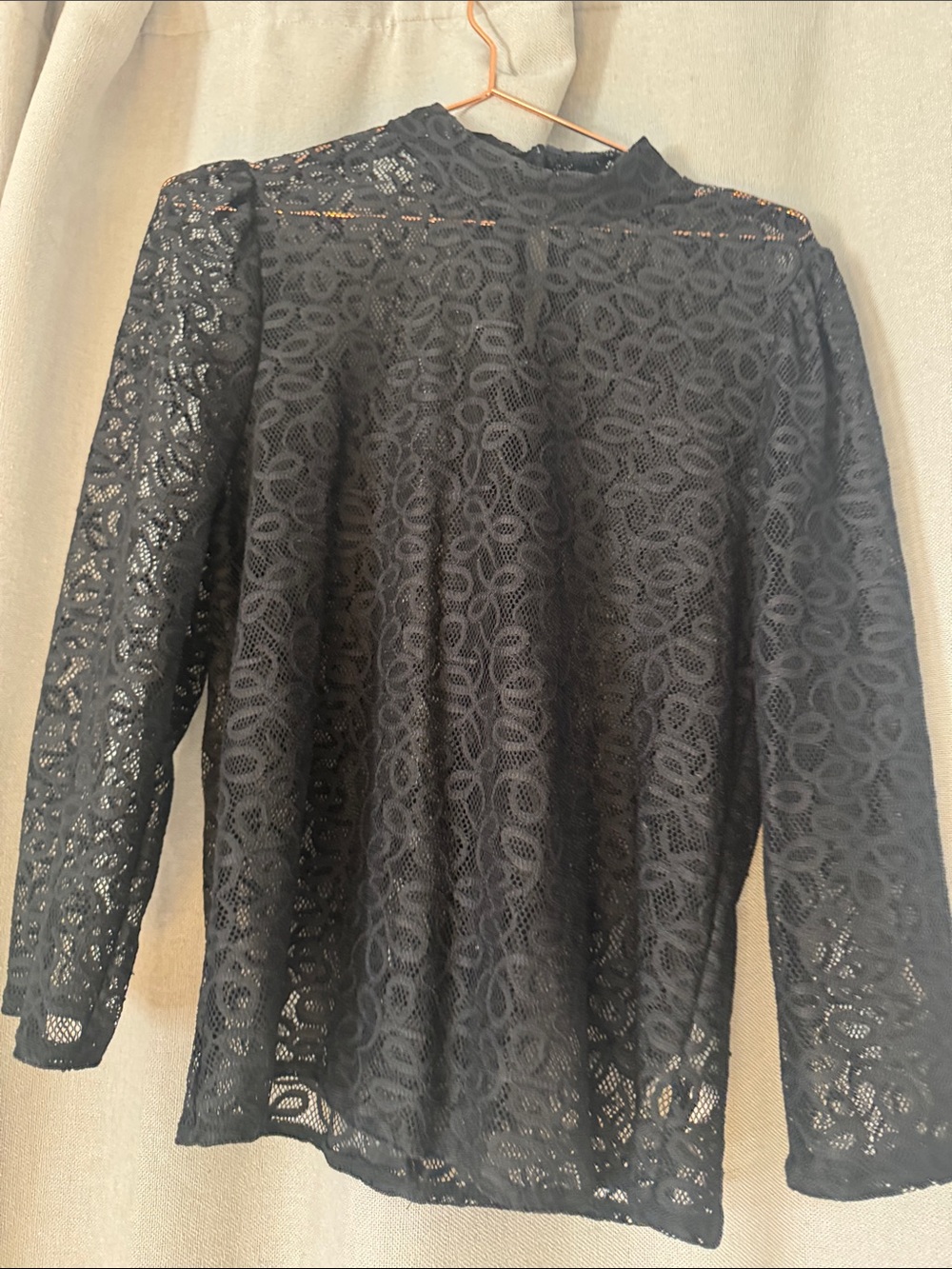 Gap Black Lace High-Neck Long-Sleeve Top